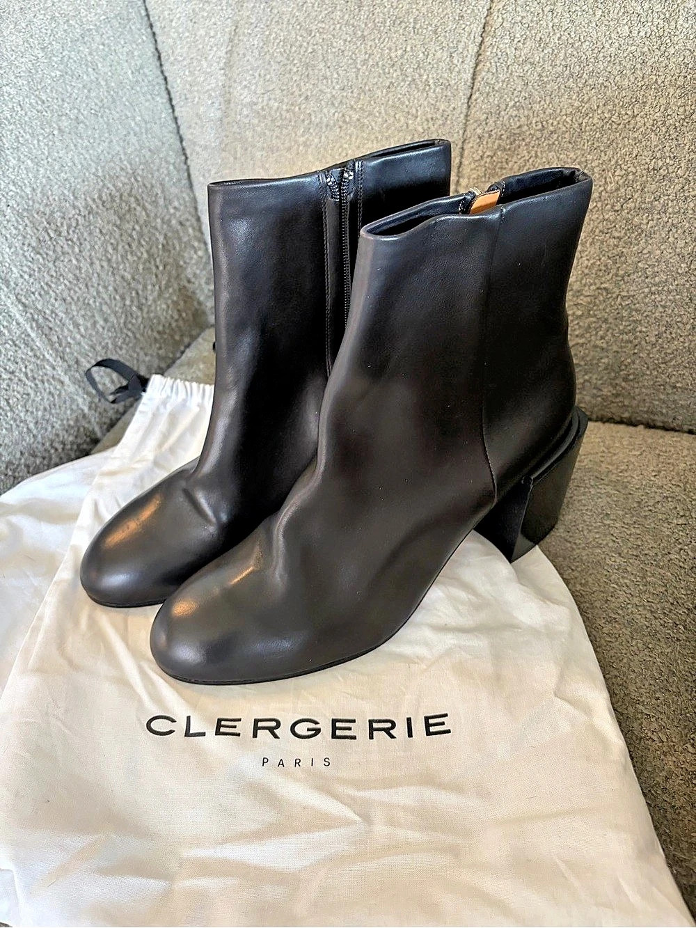 Clergerie Black Block Heel Ankle Boots